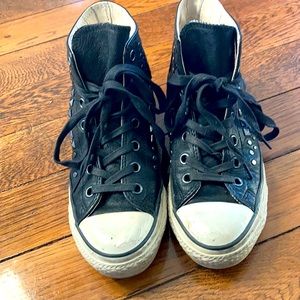 Converse x John Varvatos black leather hi tops